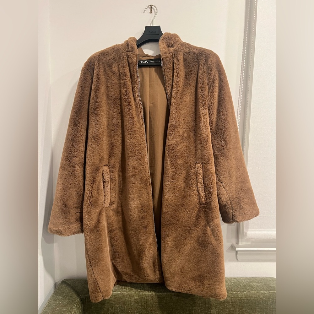 Zara Women's Brown Teddy Jacket